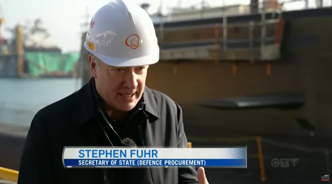 캐나다 최대 방송사 중 하나인 CTV 뉴스에 소개된 퓨어 장관의 한화오션 거제사업장 방문 보도 캡처