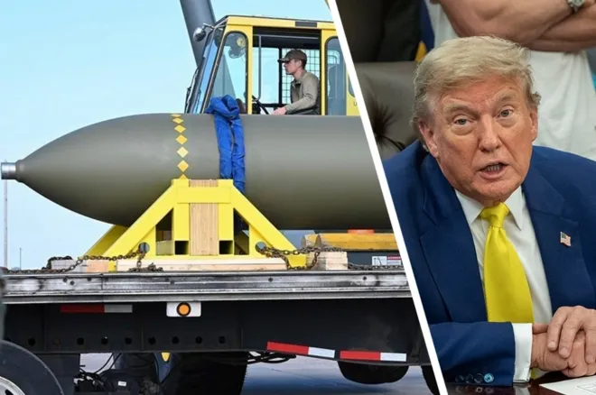 미군의 벙커버스터(GBU-57)와 트럼프 미국 대통령 자료사진