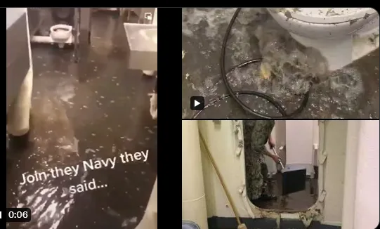 미국의 최신 항공모함인 제너럴 R. 포드함의 실제 화장실 모습