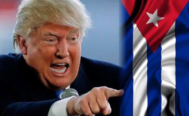 도널드 트럼프 미국 대통령과 쿠바 국기. 자료사진