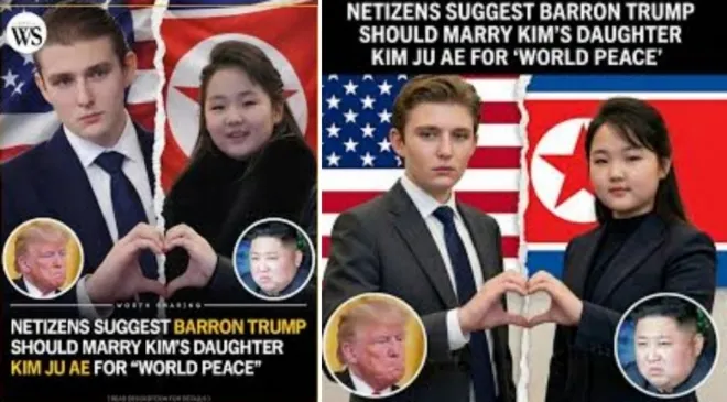 도널드 트럼프 미국 대통령의 막내아들 배런 트럼프와 김정은 북한 국무위원장의 딸 김주애를 결혼시키자는 내용의 밈이 확산하고 있다.