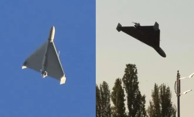 우크라이나 키이우 하늘에서 포착된 가미카제 드론의 모습. 사진=AFP, AP 연합뉴스