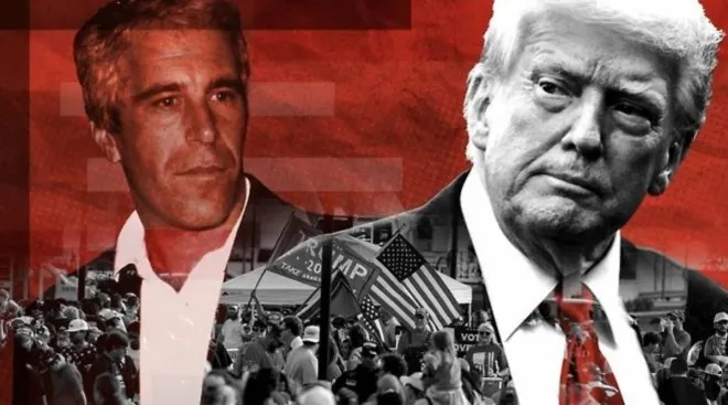 왼쪽은 억만장자 성추행범 제프리 엡스타인, 오른쪽은 도널드 트럼프 미국 대통령