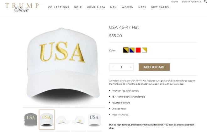 트럼프 공식 쇼핑몰 캡처