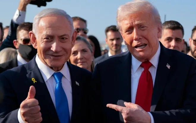 왼쪽부터 베냐민 네타냐후 이스라엘 총리, 도널드 트럼프 미국 대통령 자료사진. 게티이미지 멀티비츠