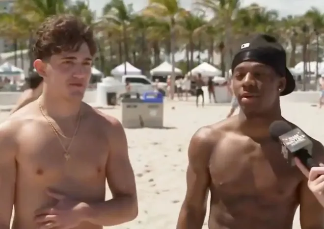 플로리다 해변에서 진행된 폭스뉴스 인터뷰 장면. 한 젊은 참가자가 “거의 매일 술에 취해 있었다”는 취지로 말해 논란이 됐다. 폭스뉴스