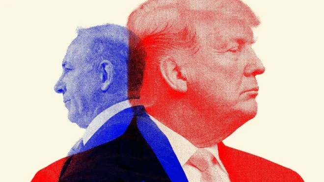 왼쪽부터 베냐민 네타냐후 이스라엘 총리, 도널드 트럼프 미국 대통령. 디애틀랜틱 제공