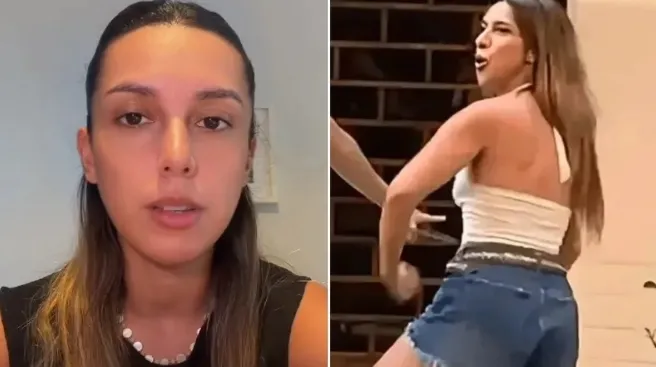 전자발찌를 차고 구금생활을 한 파에스. 오른쪽은 원숭이 흉내를 내던 파에스. 로스안데스 캡처