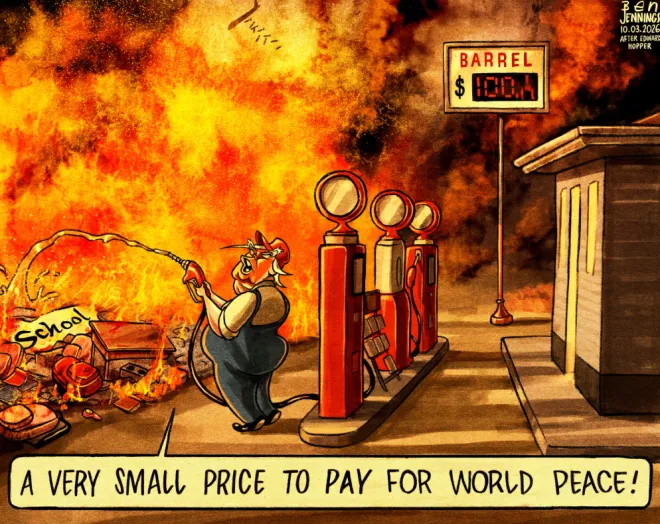 영국의 유명 일러스트레이터이자 시사 만평가인 벤 제닝스가 현지 일간지 가디언을 통해 지난달 9일 공개한 만평. 가디언 제공