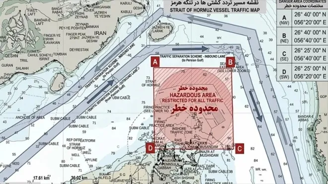 이란 언론이 공개한 호르무즈 대체 항로 지도