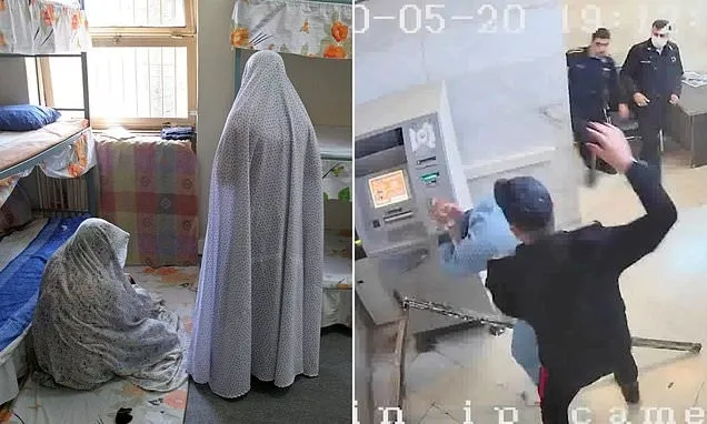 이란 테헤란 에빈 교도소 내부 여성 수감자 공간과 교도관이 수감자를 폭행하는 CCTV 장면. AP 연합뉴스