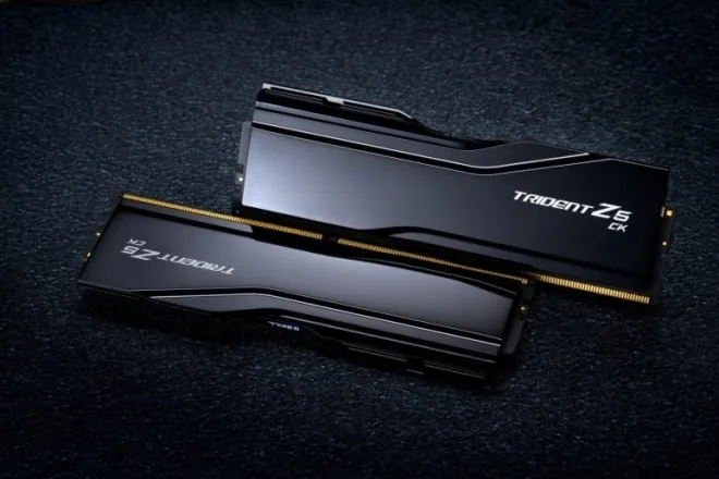 1.1v 기본 전압에서 9200MT/s 구현한 Trident Z5 CK CUDIMM DDR5 메모리 킷. 지스킬 제공