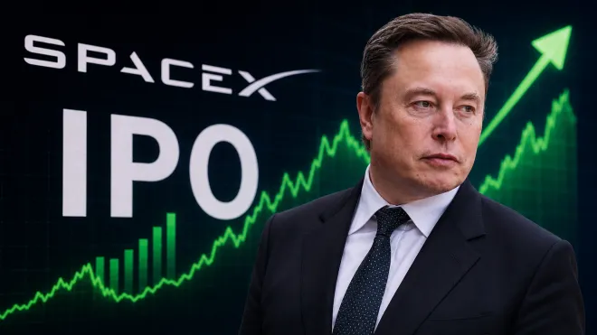 일론 머스크 스페이스X 최고경영자(CEO)와 스페이스X IPO, 상승 그래프를 합성한 이미지. 로이터·AP 연합뉴스 자료사진 재구성