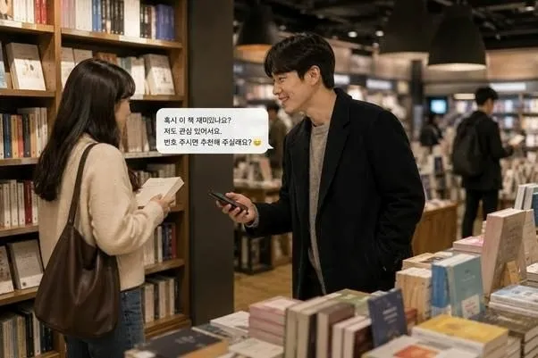 대형 서점이 책을 기반으로 한 문화공간이 아니라 이성의 전화번호를 따기 위한 성지로 유명해진 사건이 있었다. 생성형 AI 이미지