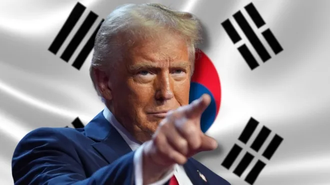 도널드 트럼프 미국 대통령과 한국 국기. 로이터 연합뉴스