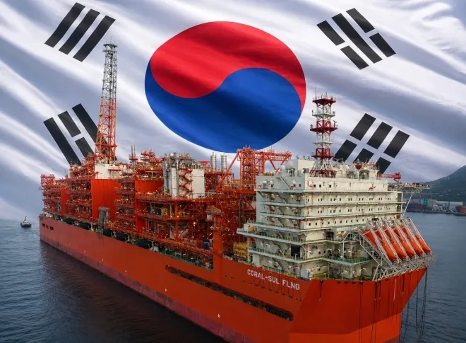 삼성중공업이 건조한 대형 해상 액화천연가스(FLNG) 생산시설. 삼성중공업 제공, AI 생성 이미지