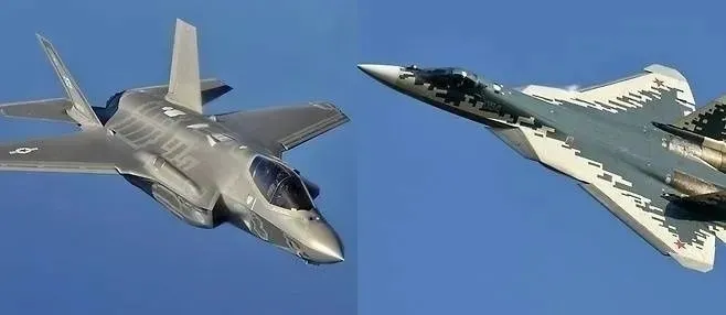 군의 F-35(왼쪽)와 러시아의 수호이(SU)-57
