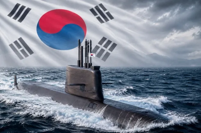 한화오션이 설계·건조한 3000톤급 잠수함 도산안창호함. 한화오션 제공, 123rf.com 합성사진