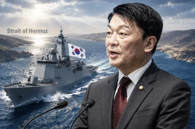 국민의힘 안철수 의원 연합뉴스. 사진 속 군함은 기사와 관계 없음. AI 생성 이미지