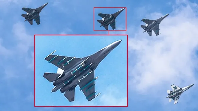 중국 인민해방군 공군(PLAAF) J-16 전투기에 장착된 초장거리 공대공미사일 PL-17. 동체 아래 길게 달린 PL-17은 적 조기경보기와 공중급유기 등 고가치 표적을 먼 거리에서 타격하기 위한 무기로 평가된다. 중국 인민해방군 공군 제공