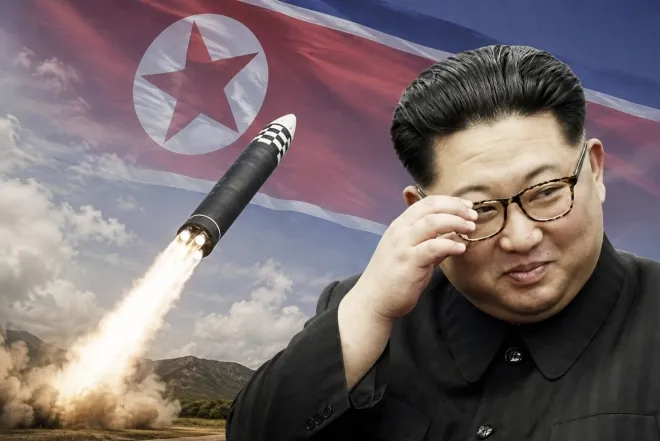 북한 신형 대륙간탄도미사일(ICBM) 화성-17형 조선중앙통신 연합뉴스, 김정은 북한 국무위원장 AFP 연합뉴스. AI 생성 이미지