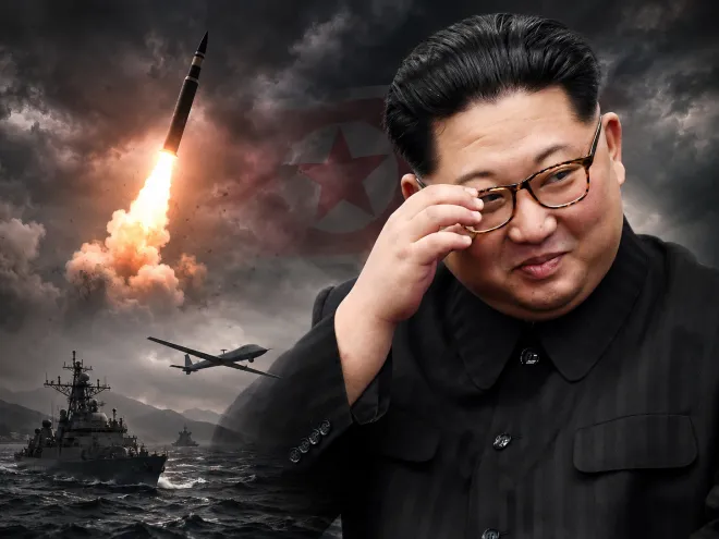 김정은 북한 국무위원장 자료사진에 미사일 발사 장면과 드론, 서해 군함 이미지를 합성해 북한의 제한적 군사도발 가능성을 표현했다. 존 볼턴 전 백악관 국가안보보좌관은 북한군이 러시아·우크라이나 전쟁에서 쌓은 실전 경험을 바탕으로 서해에서 제한도발에 나설 가능성을 경고했다. AI 생성 이미지