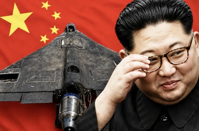 러시아군의 게란-4 드론. 우크라이나 국방정보국 제공, 김정은 북한 국무위원장 AFP 연합뉴스. AI 생성 이미지